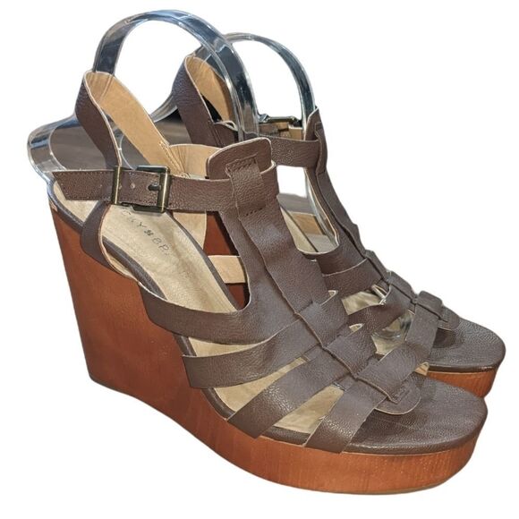 LUCKY BRAND Women's Brown Gladiator Platform Wedge Sandal. Size 10. - Picture 1 of 7